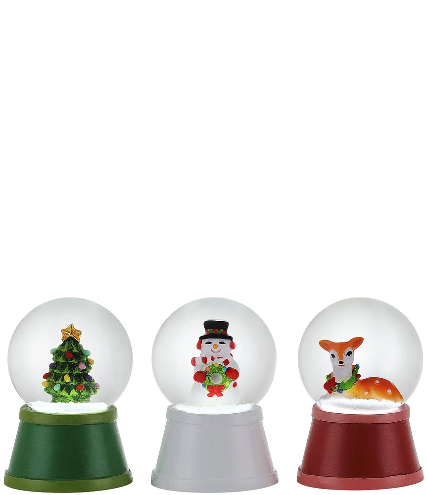 Mr. Christmas Set of 3 Mini Lit Snow Globes