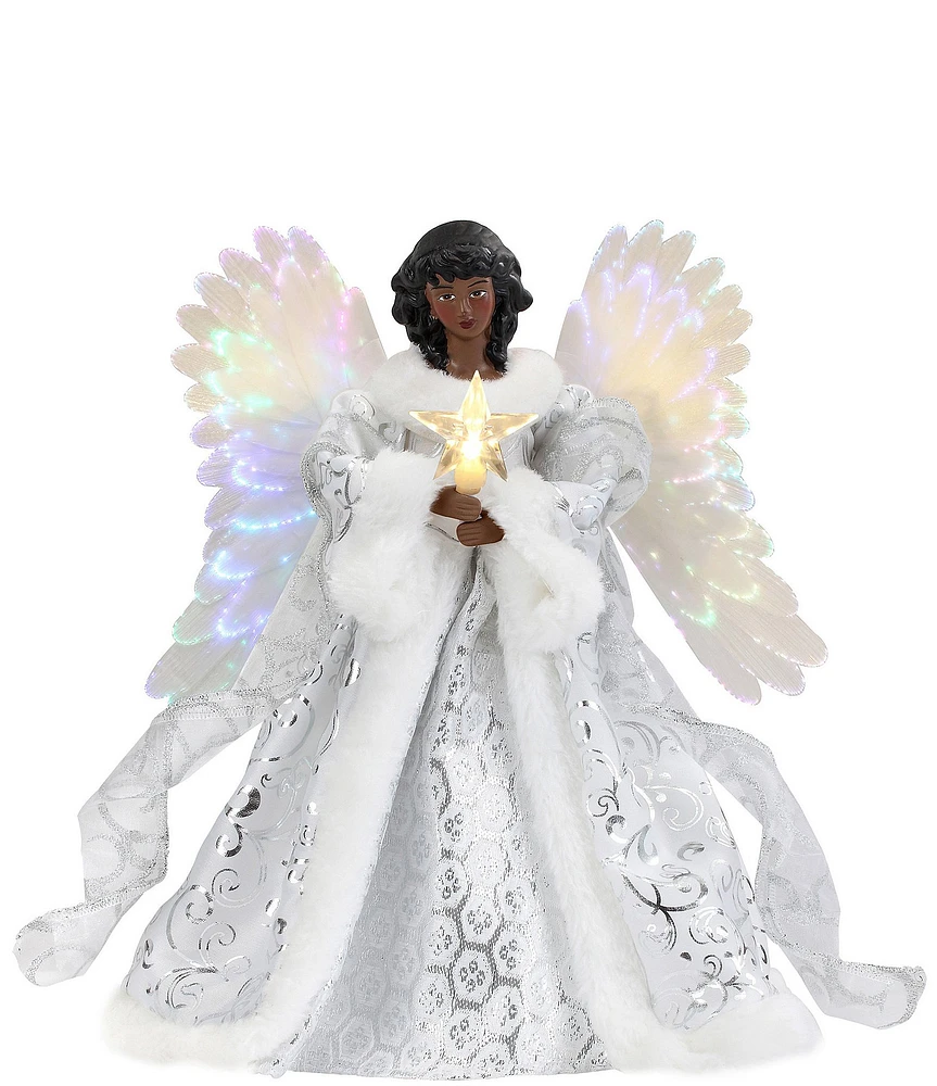 Mr. Christmas12#double; Fiber Optic Animated African American Angel Tree Topper