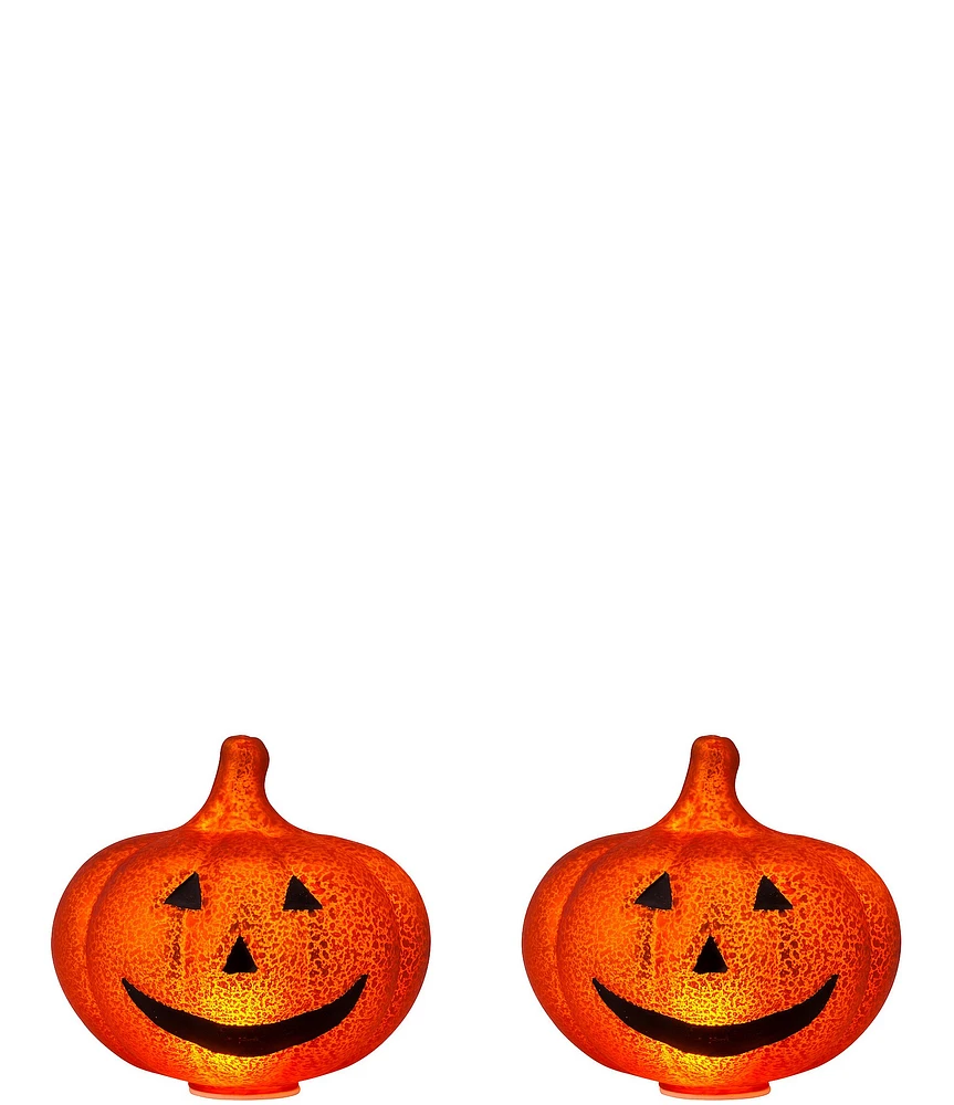 Mr. Halloween 6#double; Mercury Glass Jack-O-Lantern, Set of 2