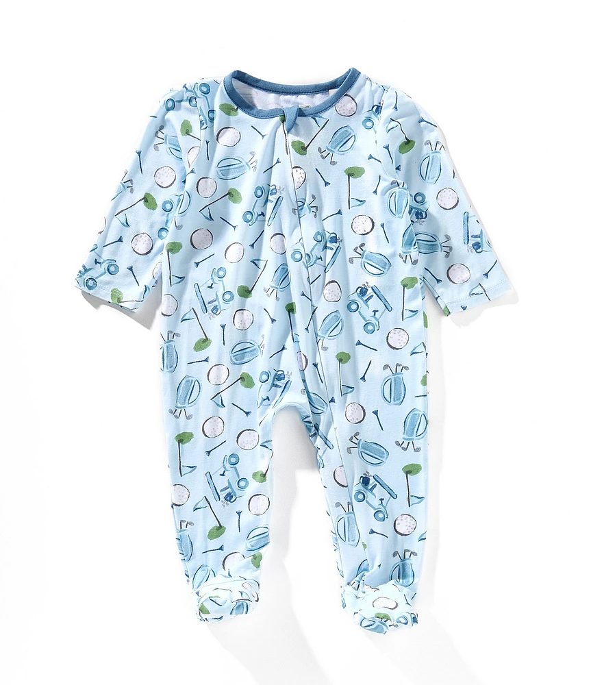Mud Pie Baby Boys Long-Sleeve Golf-Theme-Printed Footed Coverall
