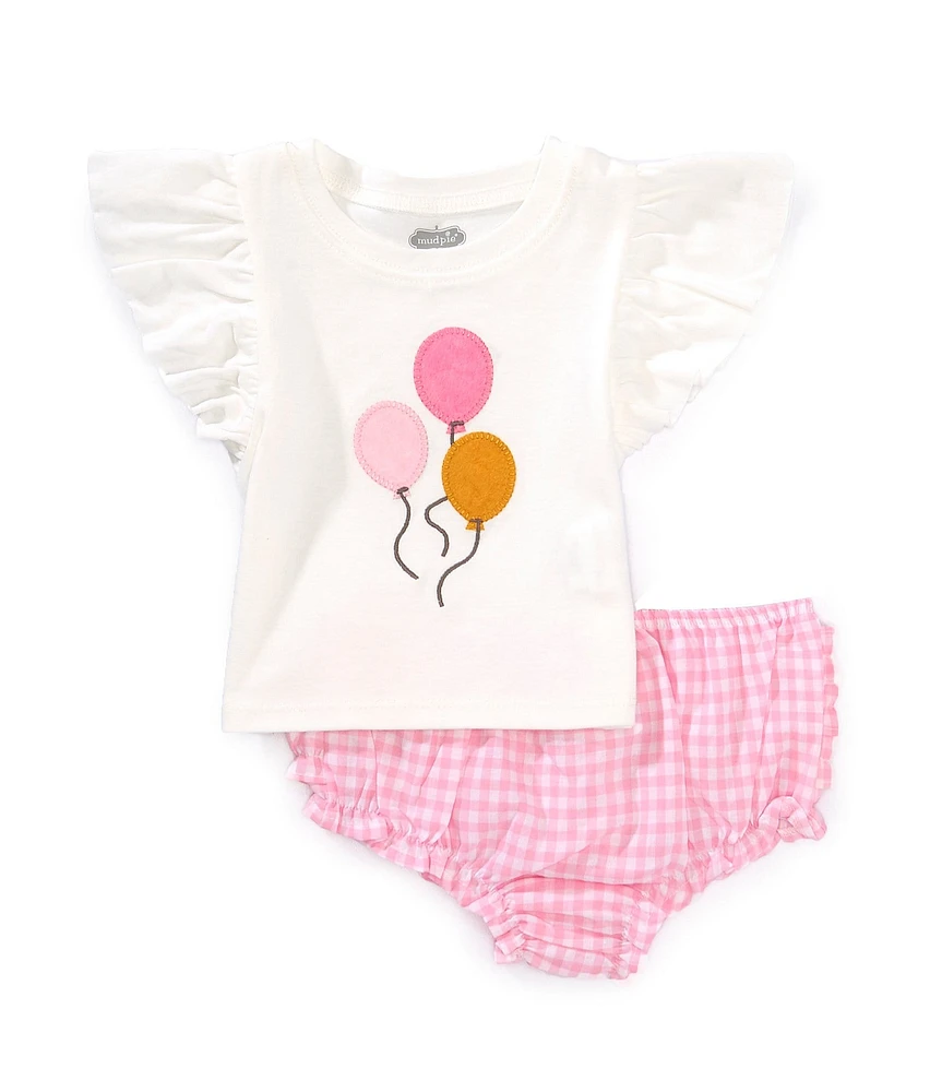 Mud Pie Baby Girls Flutter-Sleeve Birthday Balloon T-Shirt & Panty Set