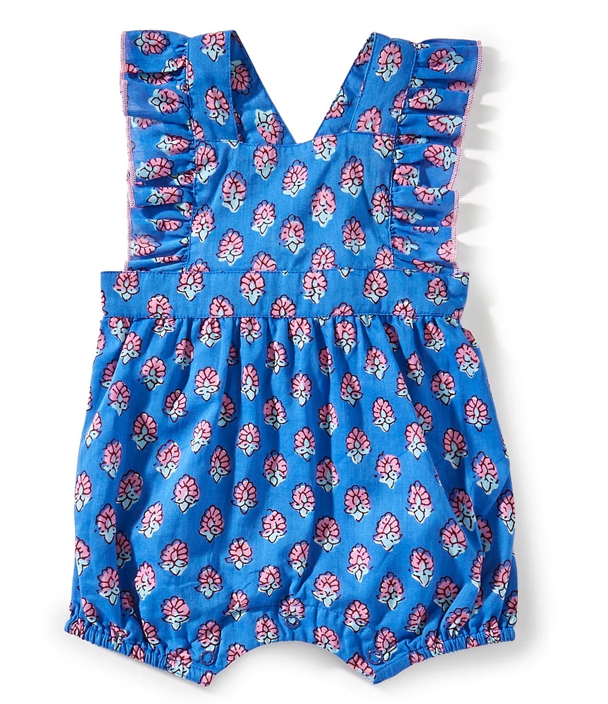 Mud Pie Baby Girls Flutter-Sleeve Printed Voile Romper