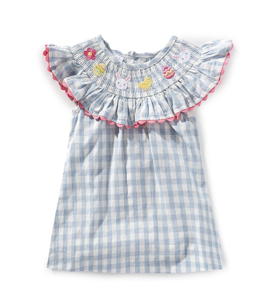 Mud Pie Baby Girls Gingham-Checked Smocked Easter Dress