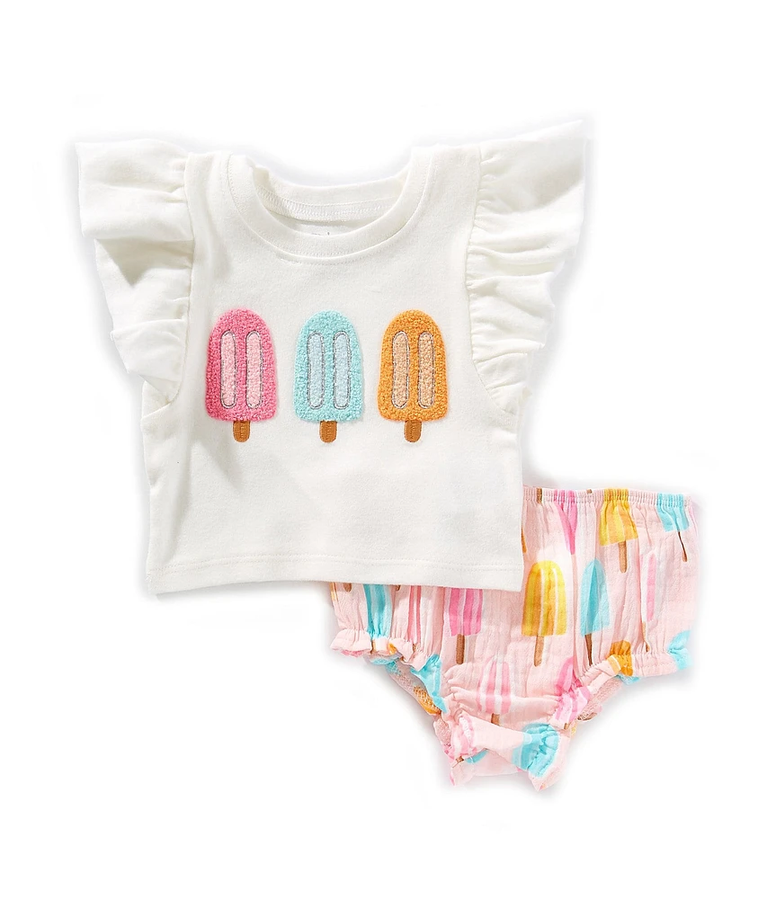 Mud Pie Baby Girls Short-Sleeve Popsicle-Applique Pinafore T-Shirt