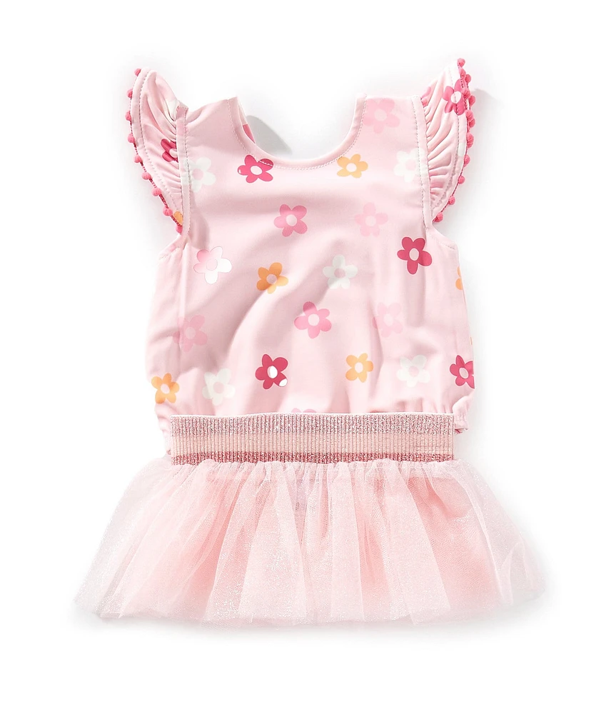 Mud Pie Baby Girls Floral/Checked Reversible One-Piece Swimsuit