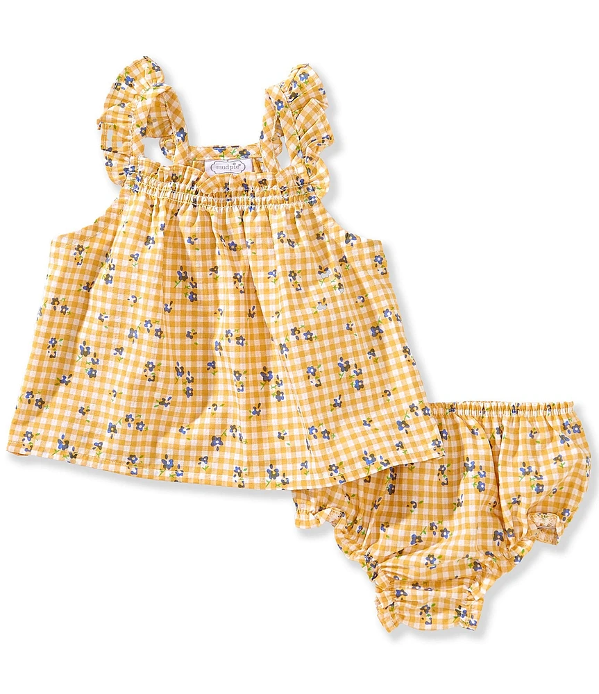 Mud Pie Baby Girls Flutter-Sleeve Gingham-Printed Shift Dress