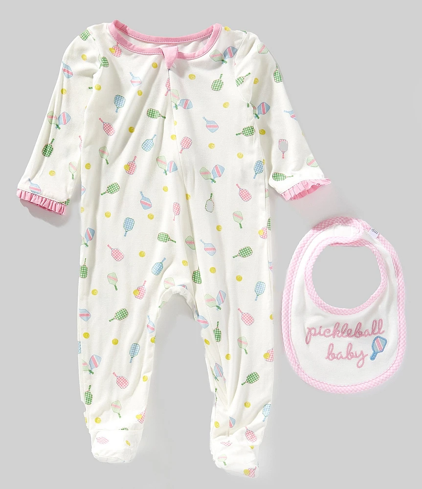 Mud Pie Baby Girls Long-Sleeve Pickleball Footed Coverall