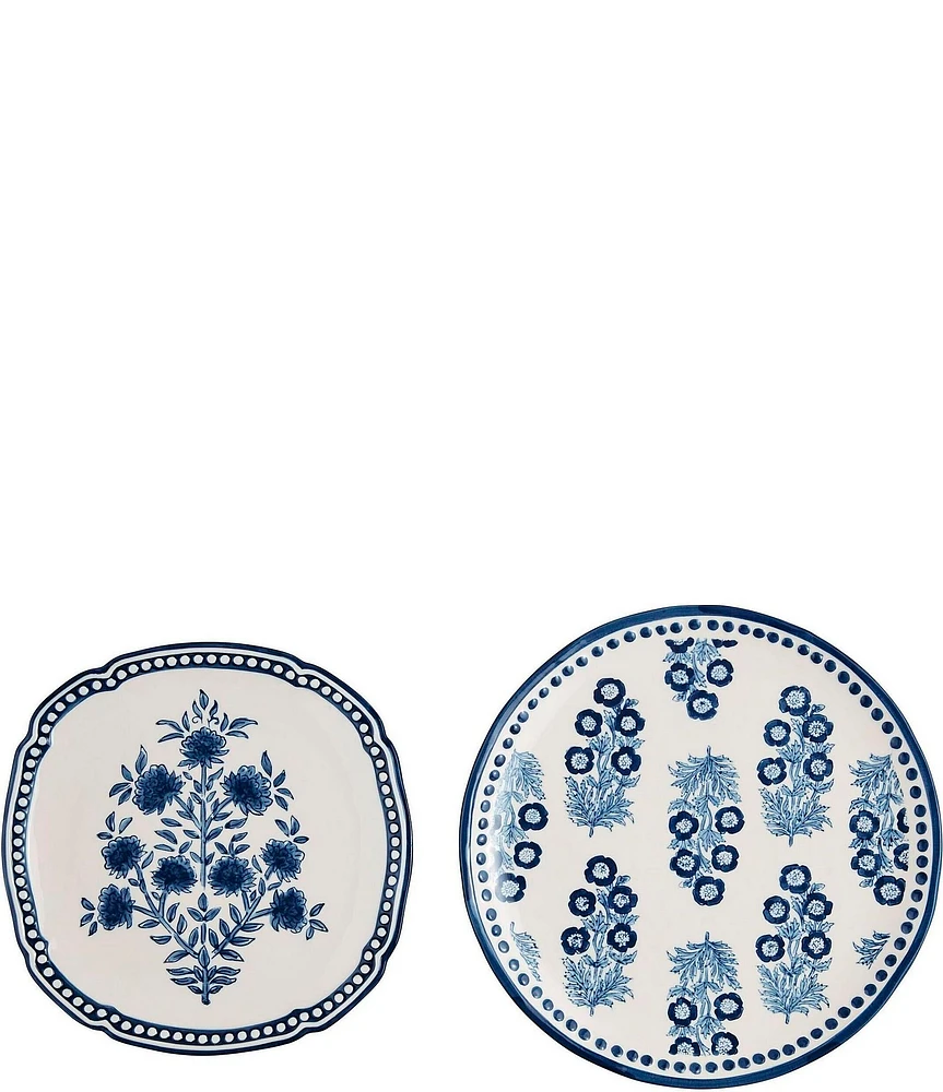 Mud Pie Block Print Blue Nested Platter