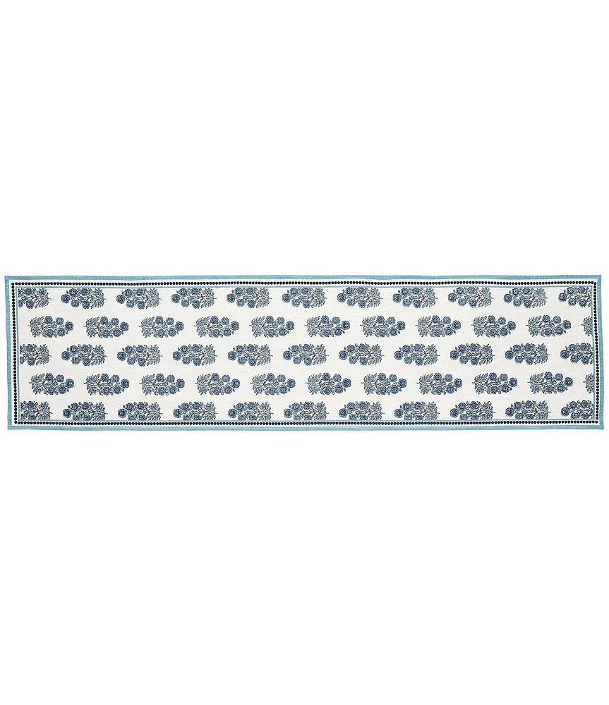 Mud Pie Blue Block Print Runner, 72#double;