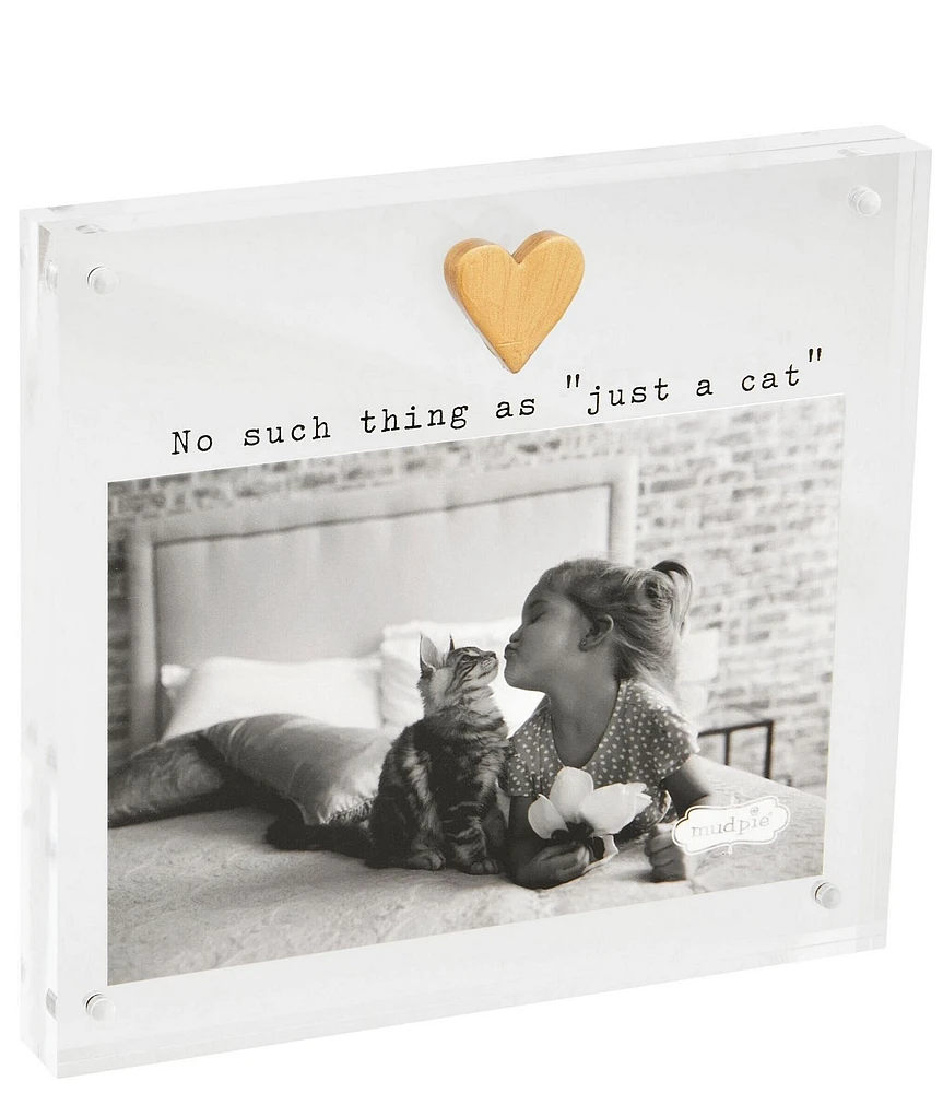 Mud Pie Heart Cat Acrylic Picture Frame, 4x6
