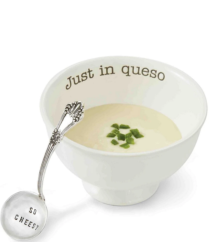 Mud Pie Just In Queso Ceramic & Silver 2-Piece Dip Set