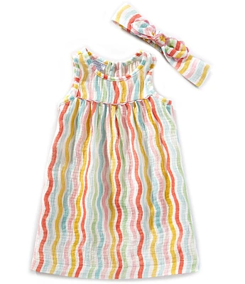Mud Pie Little Girls Sleeveless Rainbow Empire-Waist Dress