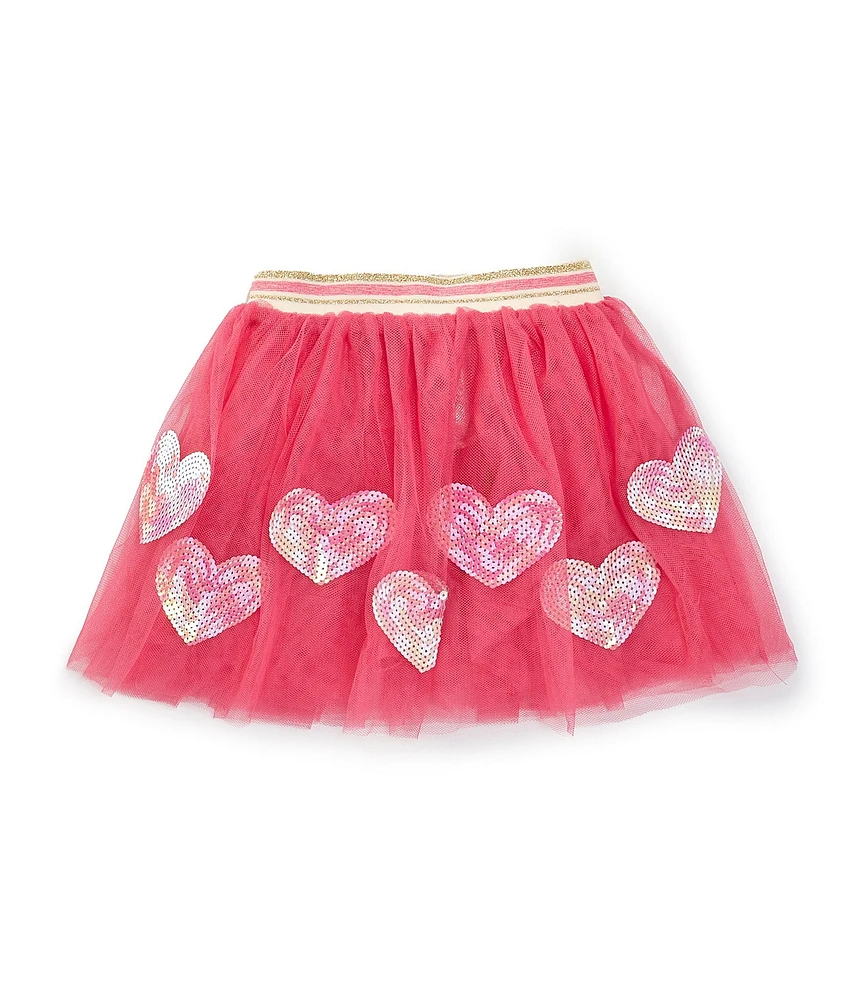 Mud Pie Little Girls Sequin-Embellished Heart Mesh Tutu Skirt