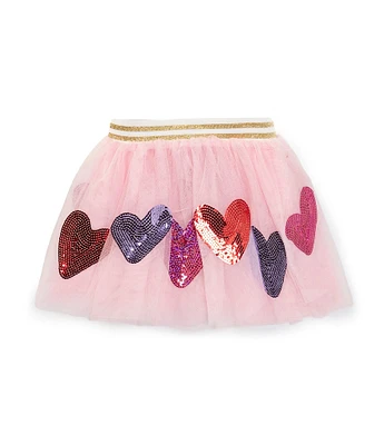 Mud Pie Little Girls Sequin-Embellished -Heart Mesh Tutu Skirt
