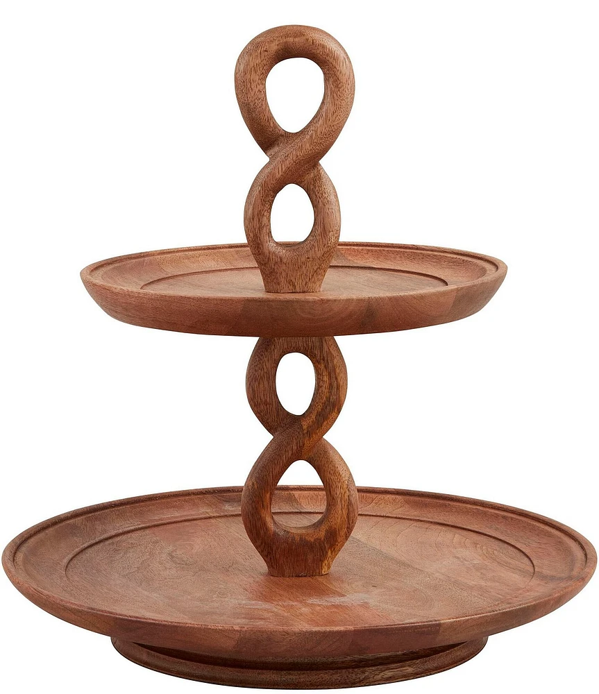 Mud Pie Twisted Handle Tiered Server, 14#double;