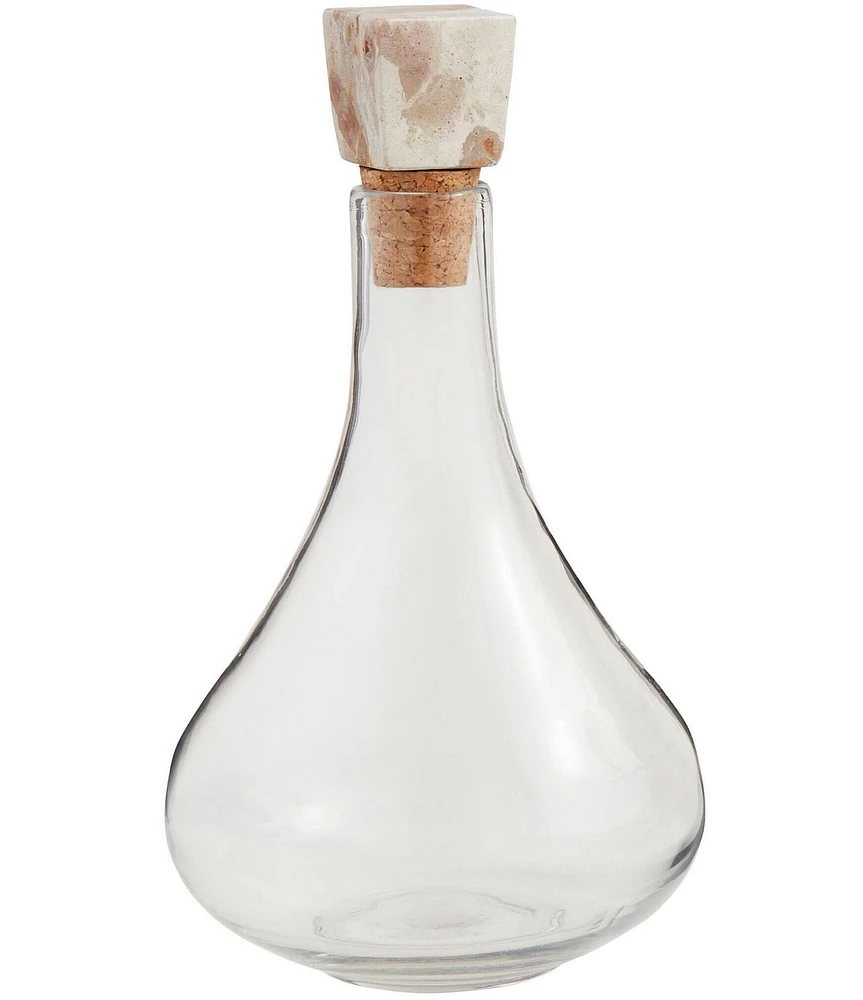 Mud Pie Westport Tall Marble Glass Decanter with Marble Topper