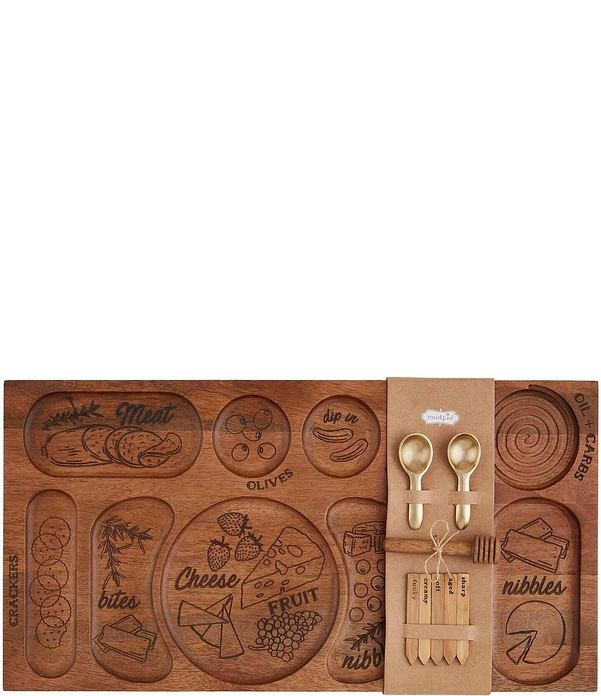 Mud Pie Wood Charcuterie Board 9-Piece Set