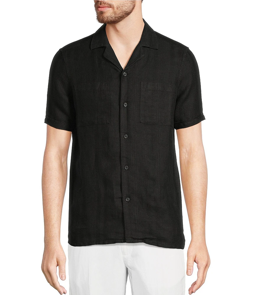Murano Baird McNutt Linen Slim Fit Dual Pocket Textured Short Sleeve Woven Shirt