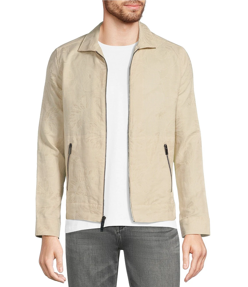 Murano Baird McNutt Linen Slim Fit Jacquard Floral Shirt Jacket