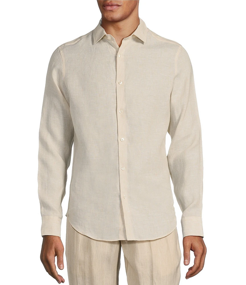 Murano Baird McNutt Linen Slim Fit Solid Long Sleeve Woven Shirt