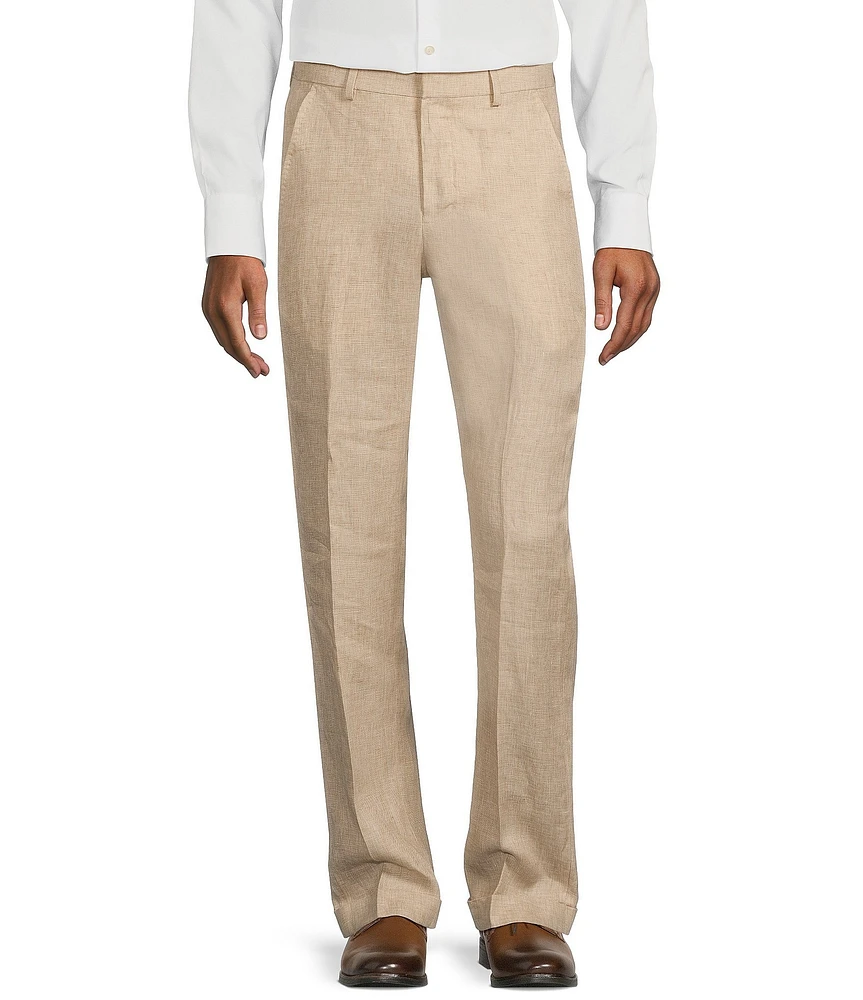 Murano Big & Tall Baird McNutt Linen Zac Classic Fit Flat Front Suit Separates Pants