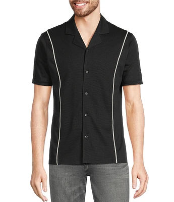 Murano Big & Tall Liquid Luxury Slim Fit Textured Coatfront Short Sleeve Woven Camp Shirt