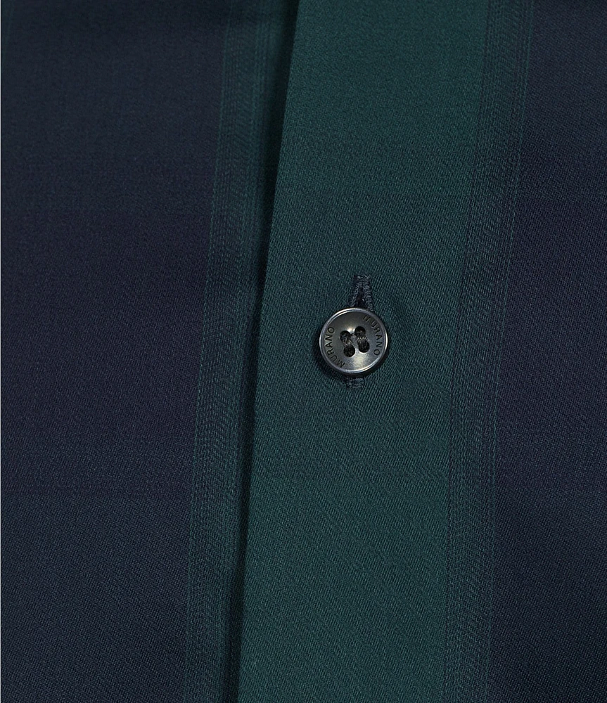 Murano Big & Tall Slim Fit Buffalo Plaid Sateen Long Sleeve Woven Shirt