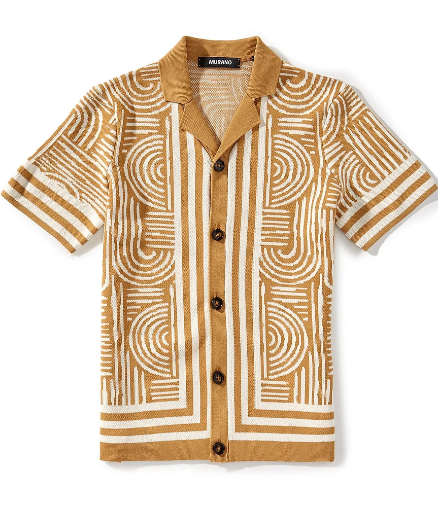 Murano Big Boys Jacquard Block Camp Knit Top