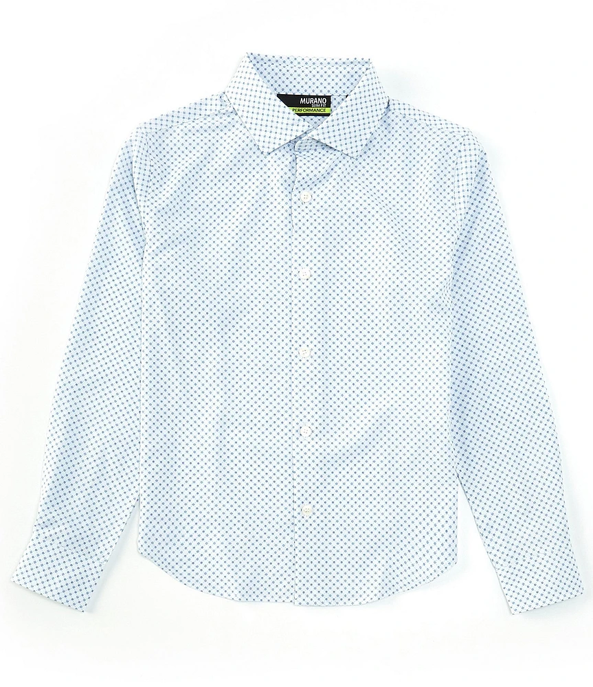 Murano Big Boys Long Sleeve Performance Stretch Medium Diamond Print Dress Shirt