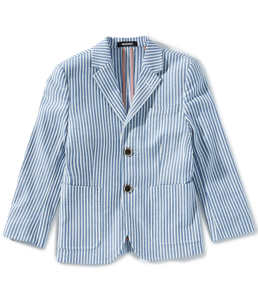 Murano Big Boys Slim Seersucker Notch Lapel Blazer