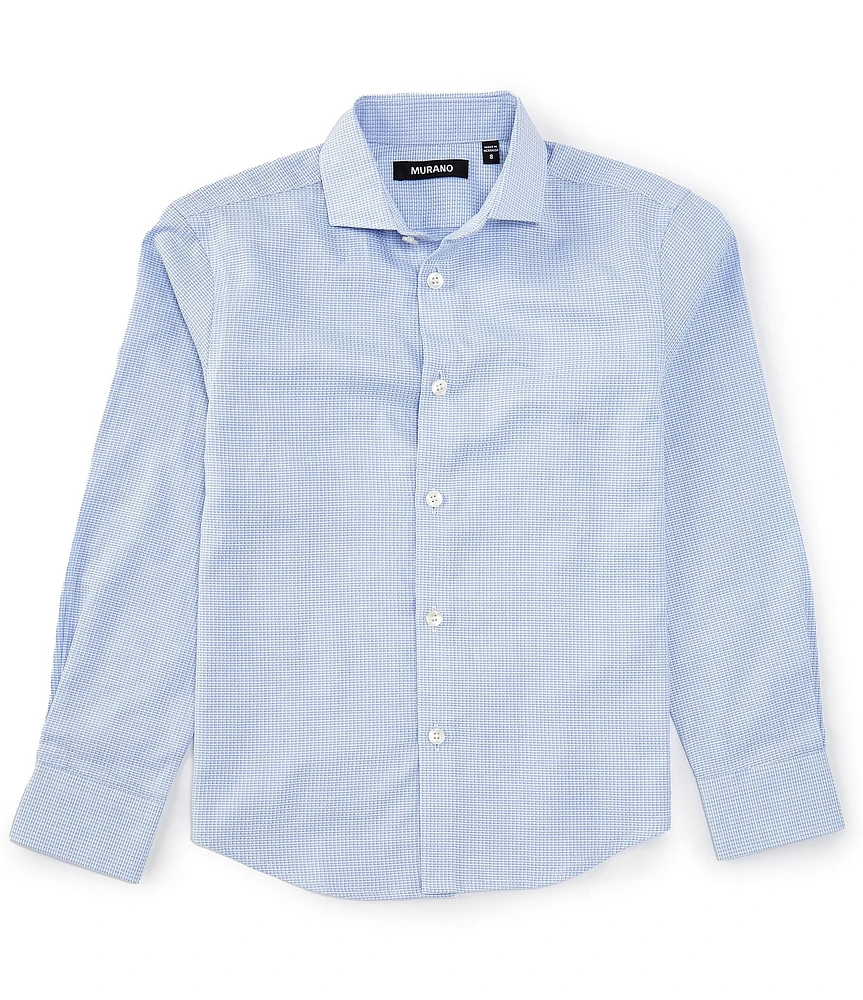 Murano Big Boys Slim Spread Collar Patterned Shirt