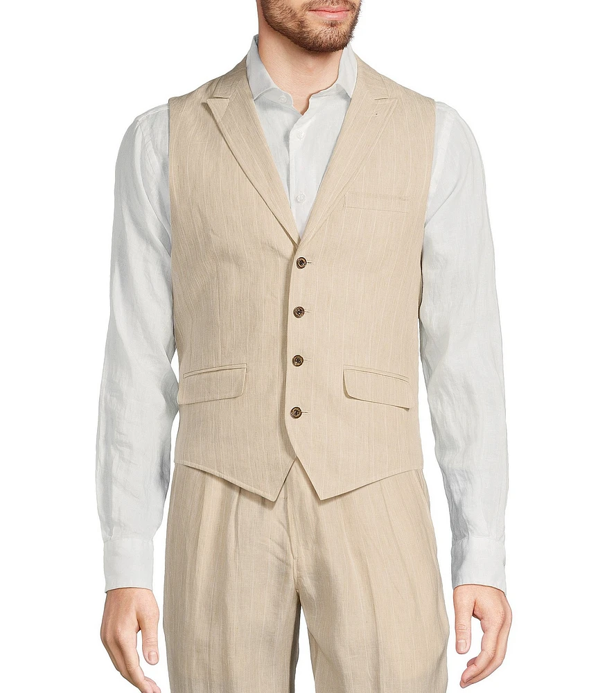 Murano Classic Fit Linen Suit Separates Stripe Vest