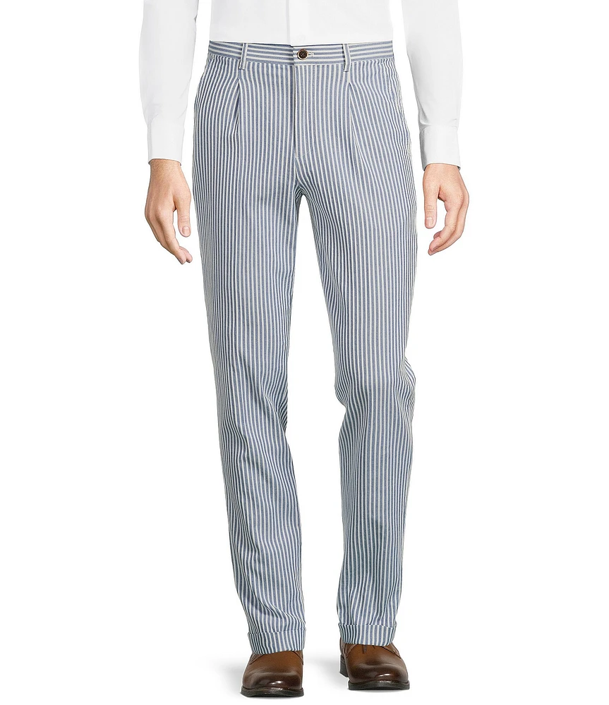 Murano Corsa Di Cavalli Derby Collection Lucas Pleated Stripe Seersucker Suit Separates Dress Pants