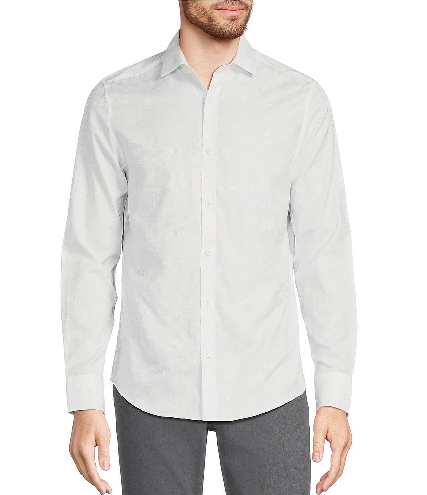 Murano Corsa Di Cavalli Derby Collection Slim-Fit Jacquard Long Sleeve Woven Shirt