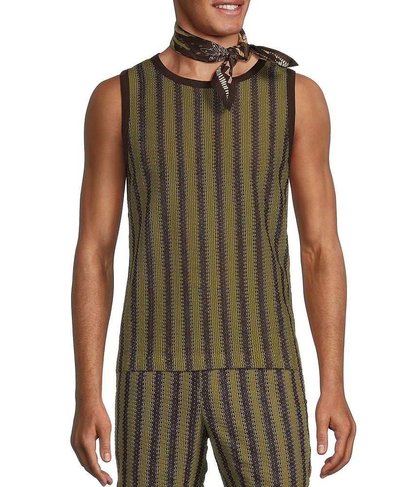 Murano Crocodile World Collection Open Weave Stripe Sleeveless Tank