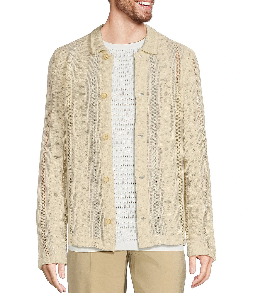 Murano Crocodile World Collection Slim Fit Pointelle Shirt Jacket