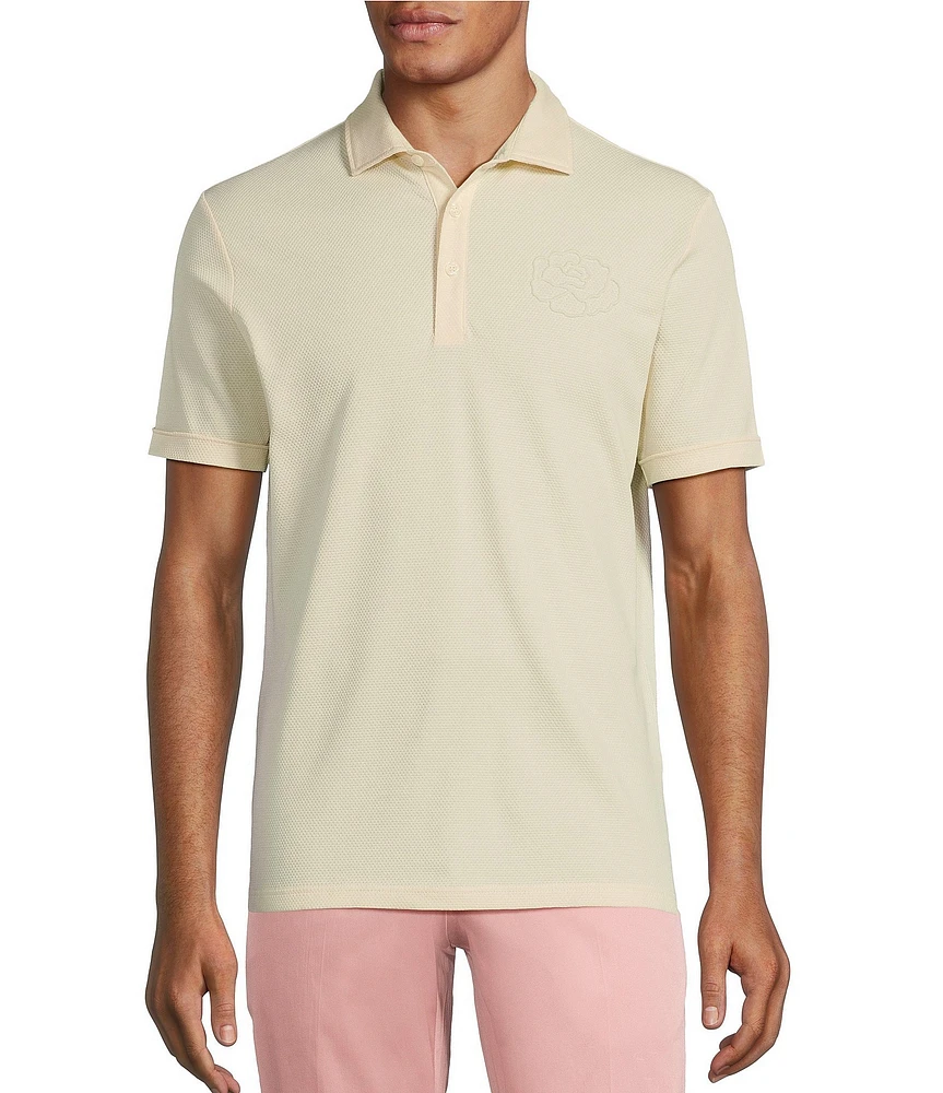 Murano From The Garden Collection Debossed Floral Print Short Sleeve Polo Shirt