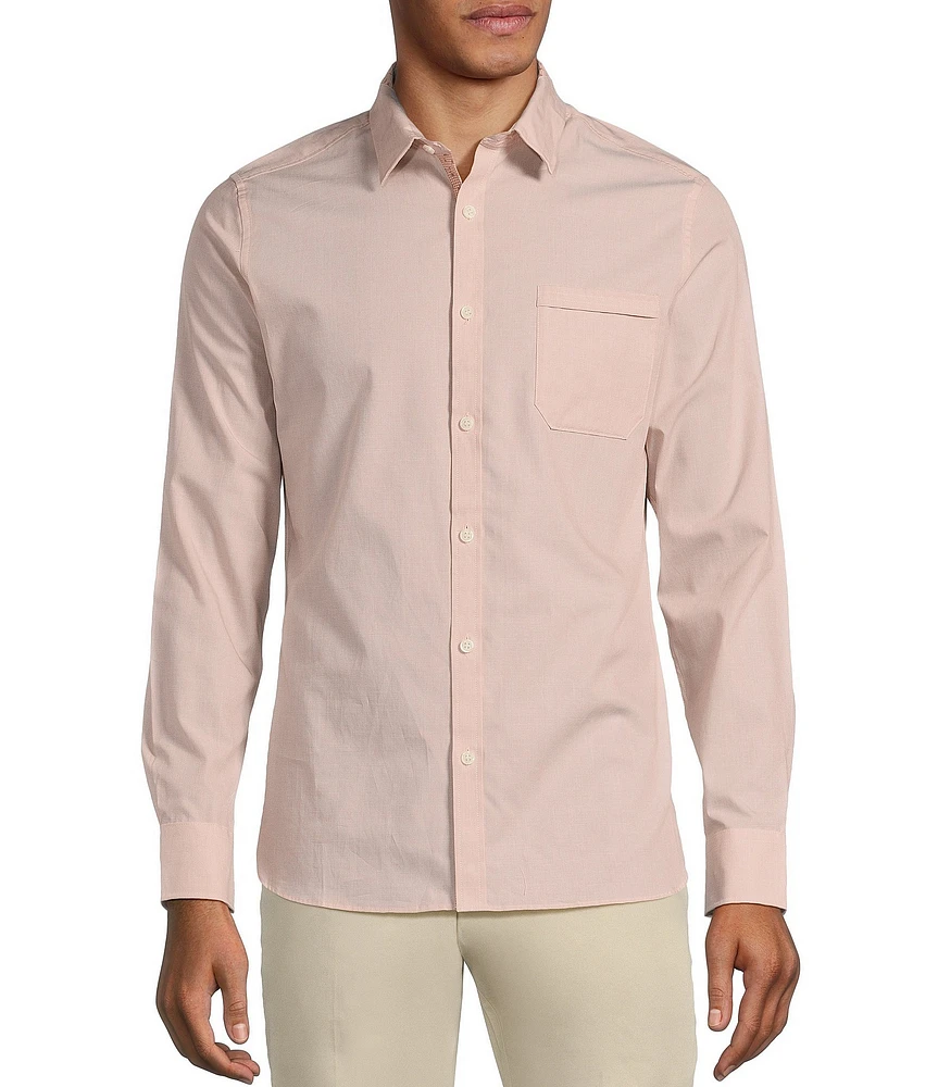 Murano From The Garden Collection Solid Pieced Long Sleeve Woven Shirt