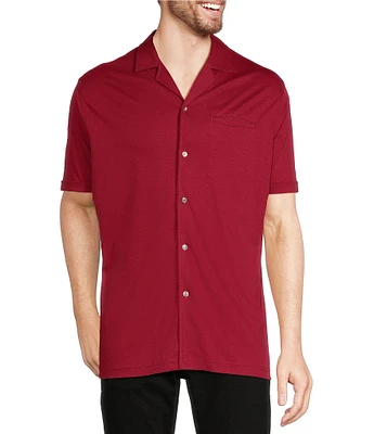Murano Liquid Luxury Short Sleeve Knit Interlock Coatfront Shirt