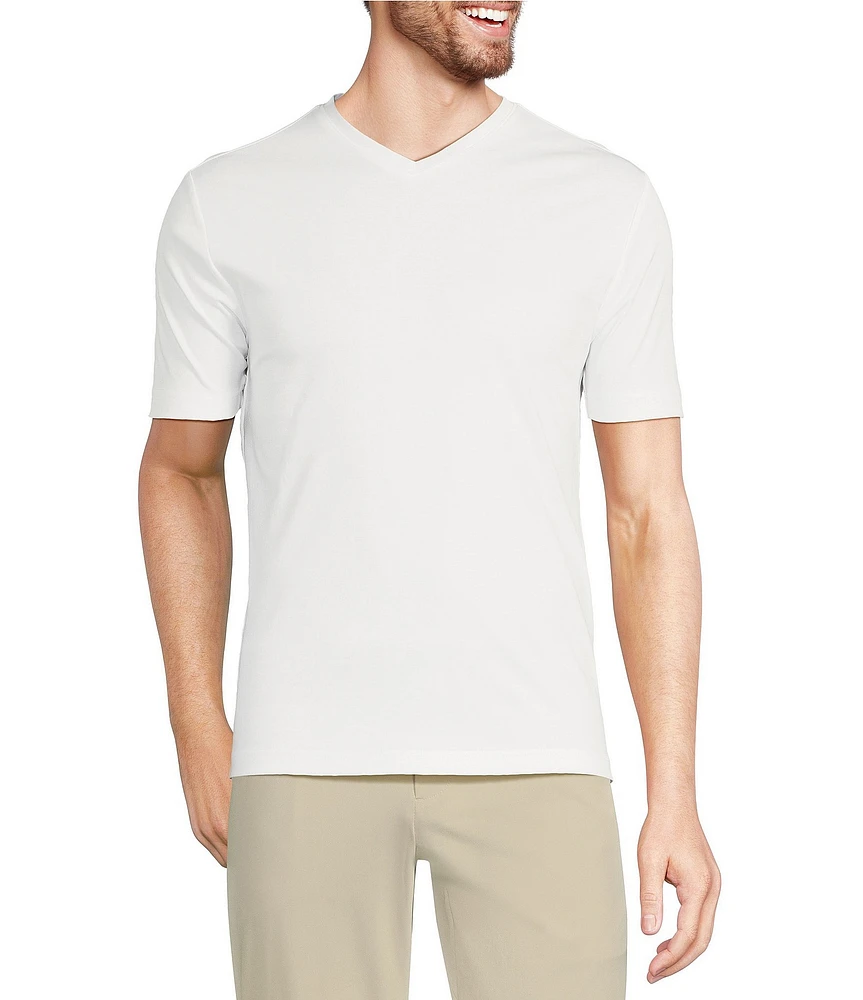 Murano Liquid Luxury Solid Short-Sleeve V-Neck T-Shirt