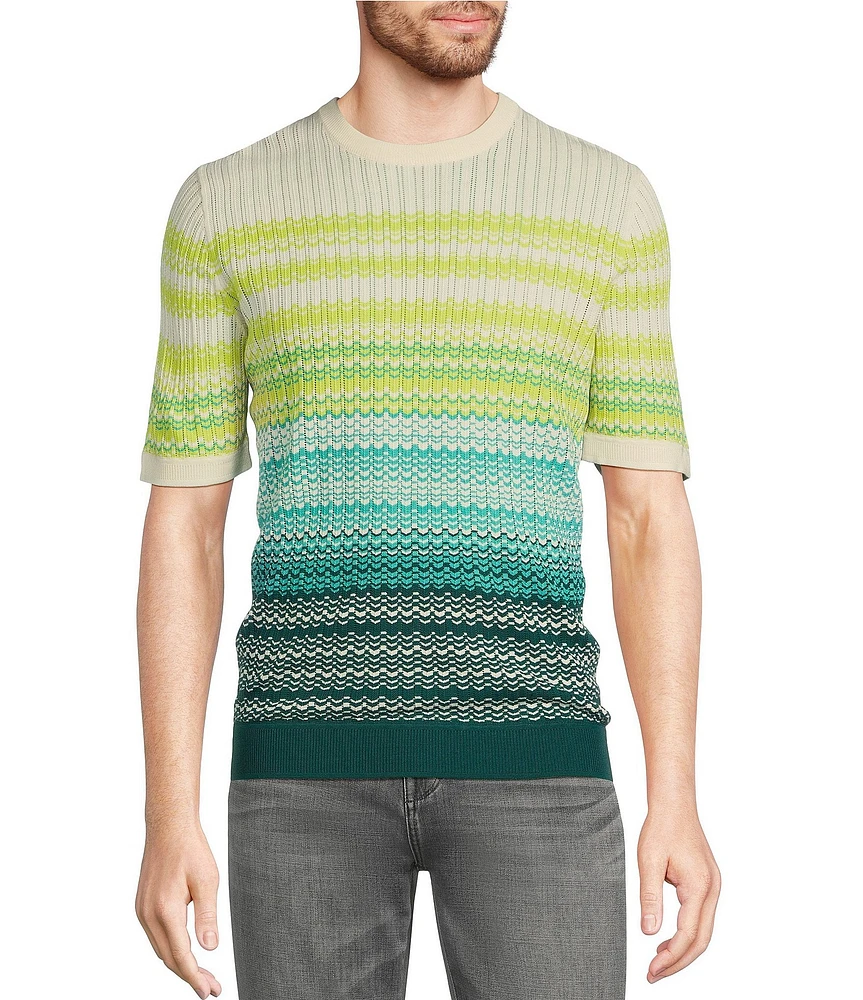 Murano Shape of Water Collection Ombre Stripe Short Sleeve Sweater