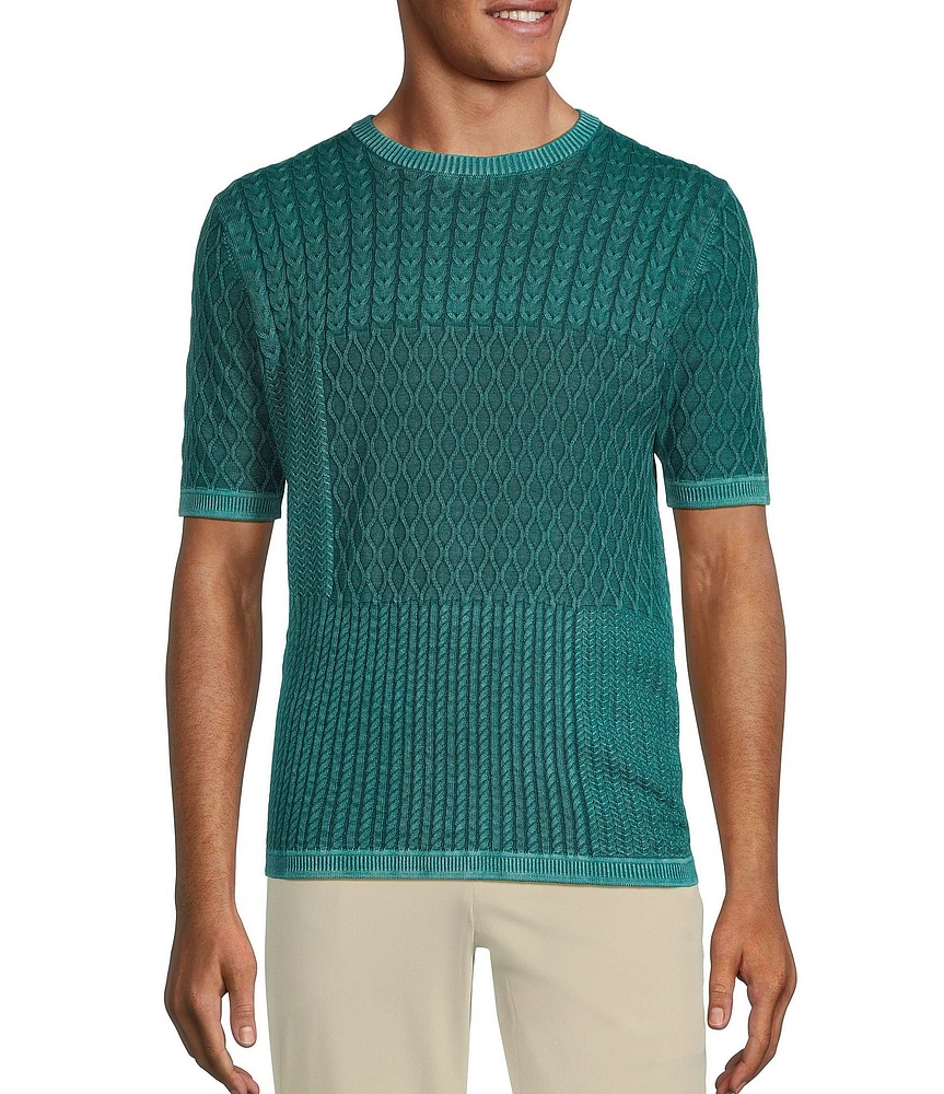Murano Shape of Water Collection Textured Short Sleeve Sweater