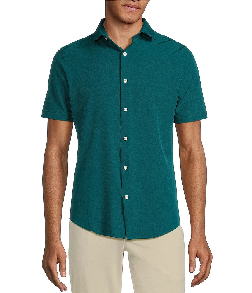 Murano Slim Fit Solid Performance Stretch Short Sleeve Woven Shirt