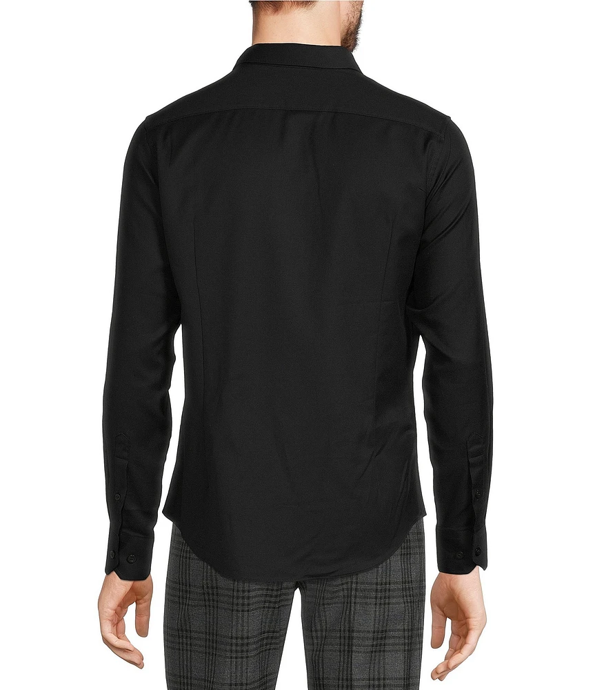 Murano Wardrobe Essentials Slim-Fit Textured Spread-Collar Woven Sportshirt
