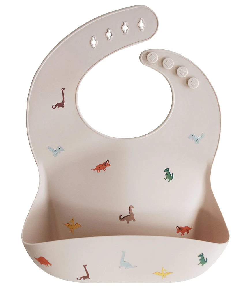 Mushie Dinosaur Print Silicone Baby Bib