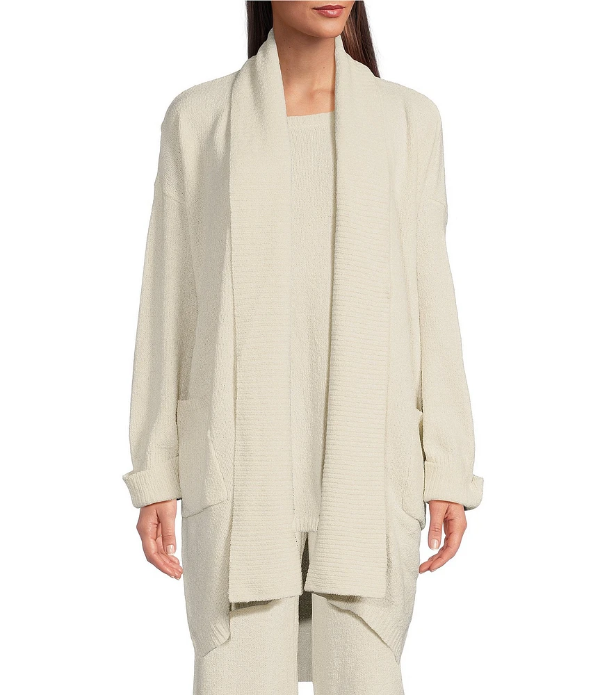 N Natori Chenille Open Front Lounge Cardigan