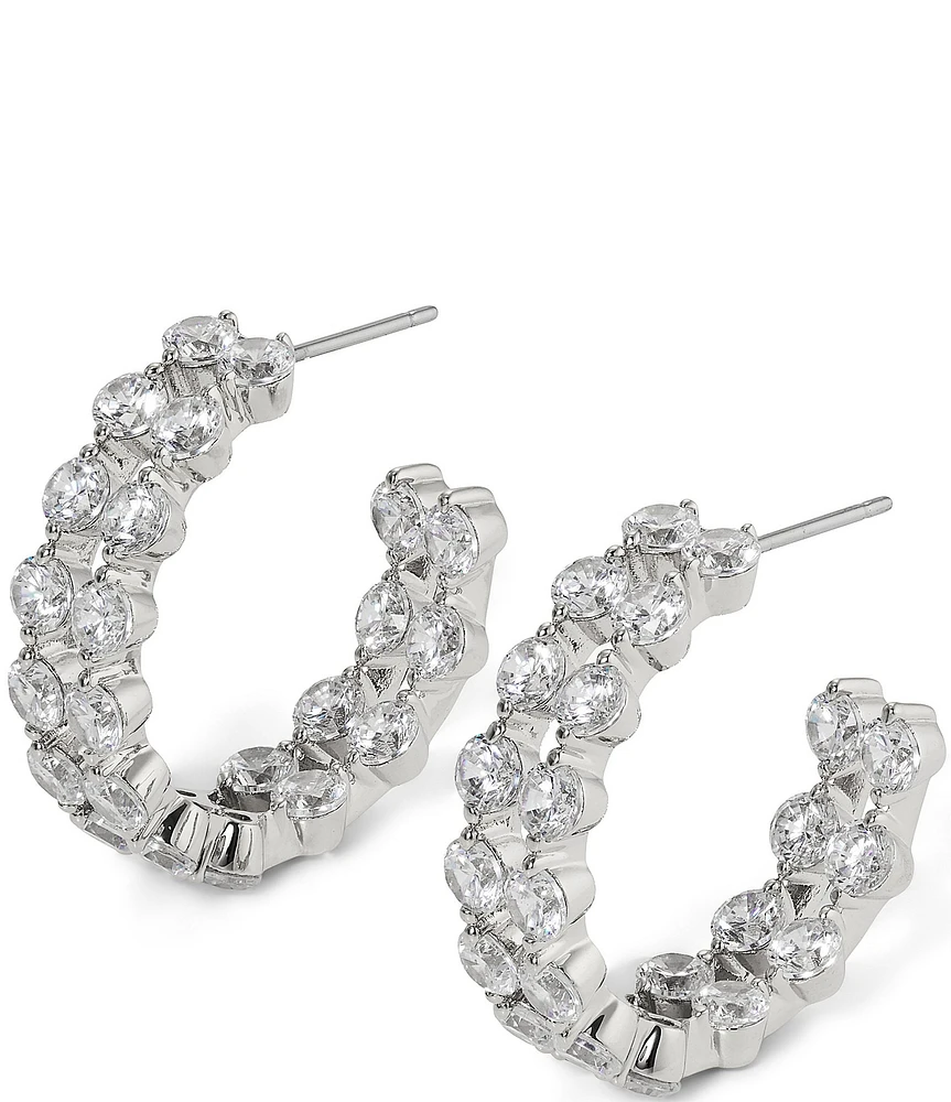 Nadri Cassi Double Row C Hoop Earrings