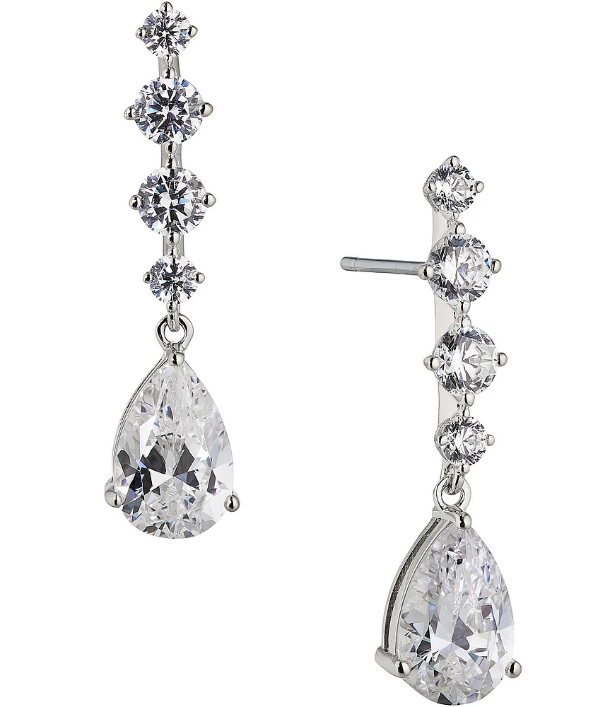 Nadri Crystal Pear Linear Earrings