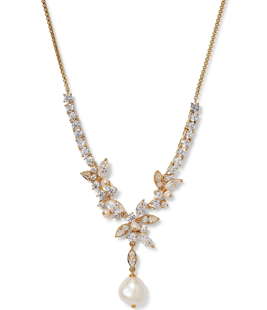Nadri Ravish Freshwater Pearl CZ Y Necklace