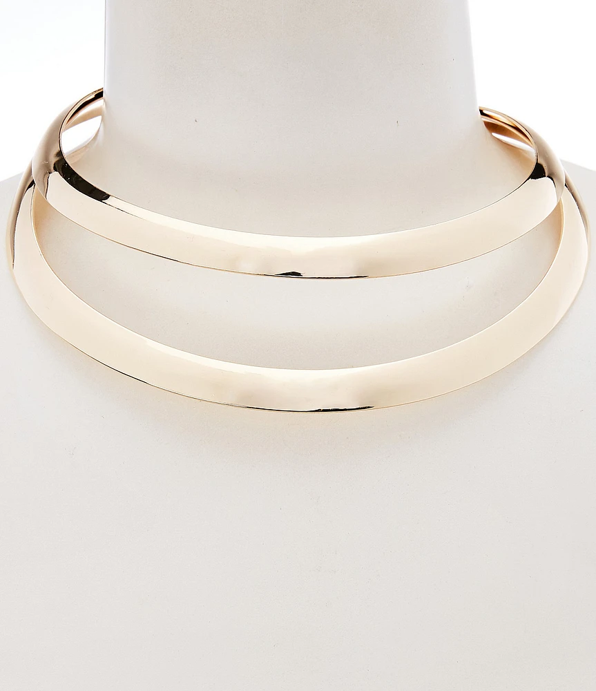 Natasha Accessories 2 Row Hard Statement Collar Necklace